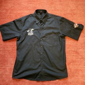 Harley-Davidson Men's Button Down Short Sleeves Shirt Patched Black Size Medium